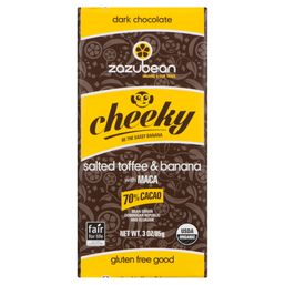 Zazubean Chocolate Bar - Cheeky Salted Toffee & Banana 70% Cacao