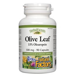 Natural Factors HerbalFactors Olive Leaf 15% Oleuropein - 500 mg