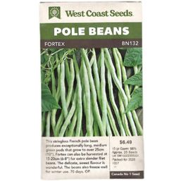 West Coast Seeds Seeds - Pole Beans - Fortex Filet