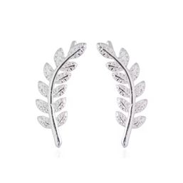 Royce and Oak Feather Climber Earrings Silver