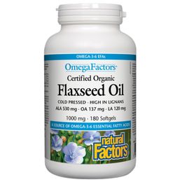 Natural Factors OmegaFactors Certified Organic Flaxseed Oil - 1,000 mg