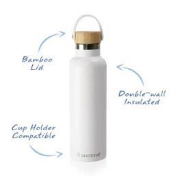Santevia Stainless Steel Bottle White 600ml
