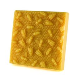 Honey Candles Bees on Honeycomb Beeswax Block - 1 lb