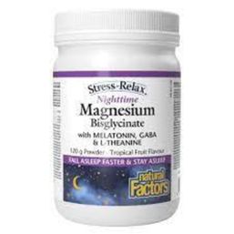 Natural Factors Stress-Relax Magnesium Nighttime Tropical Fruit Powder