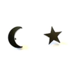 Royce and Oak Moon and Star Earrings Black