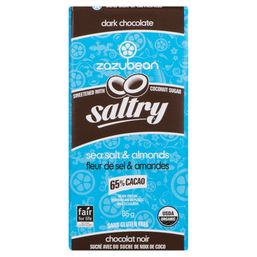 Zazubean Chocolate Bar - Saltry Sea Salt & Almonds 65% Cacao