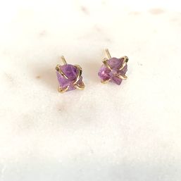 Royce and Oak Amethyst Earrings Gold