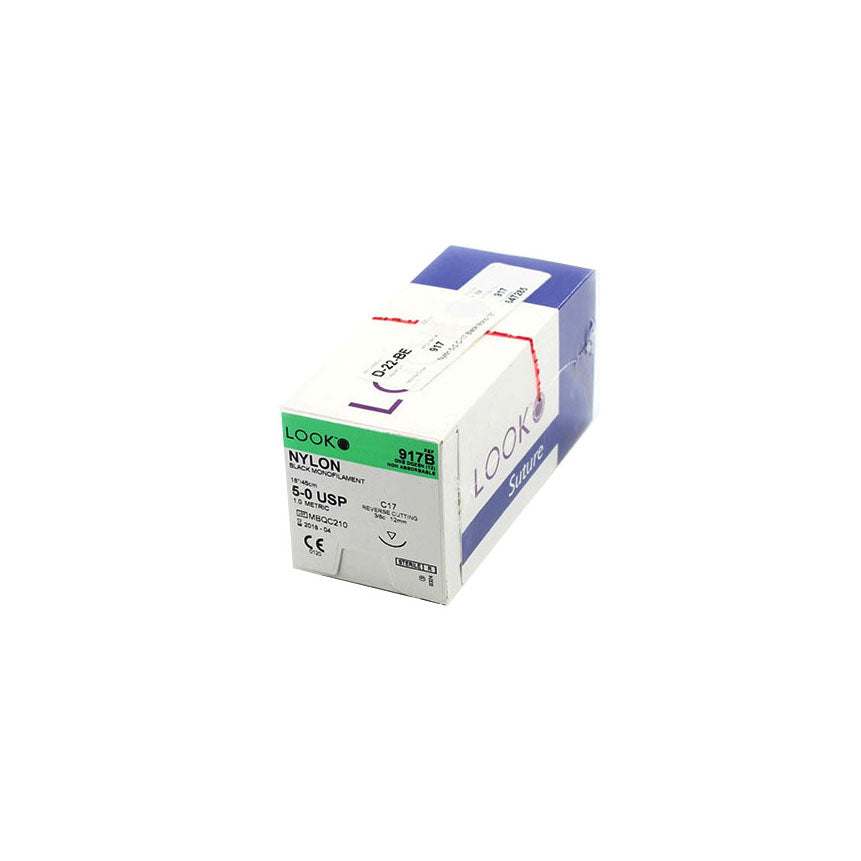 Look Suture, Black (5-0 NY BLK C17 12EA/BX)
