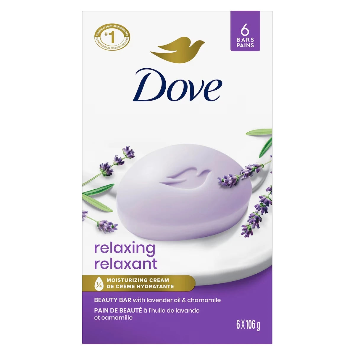 Pain de beauté pour une peau douce et soignée  Lavande Relaxant pour une peau douce et soignée 106 g Lot de 6