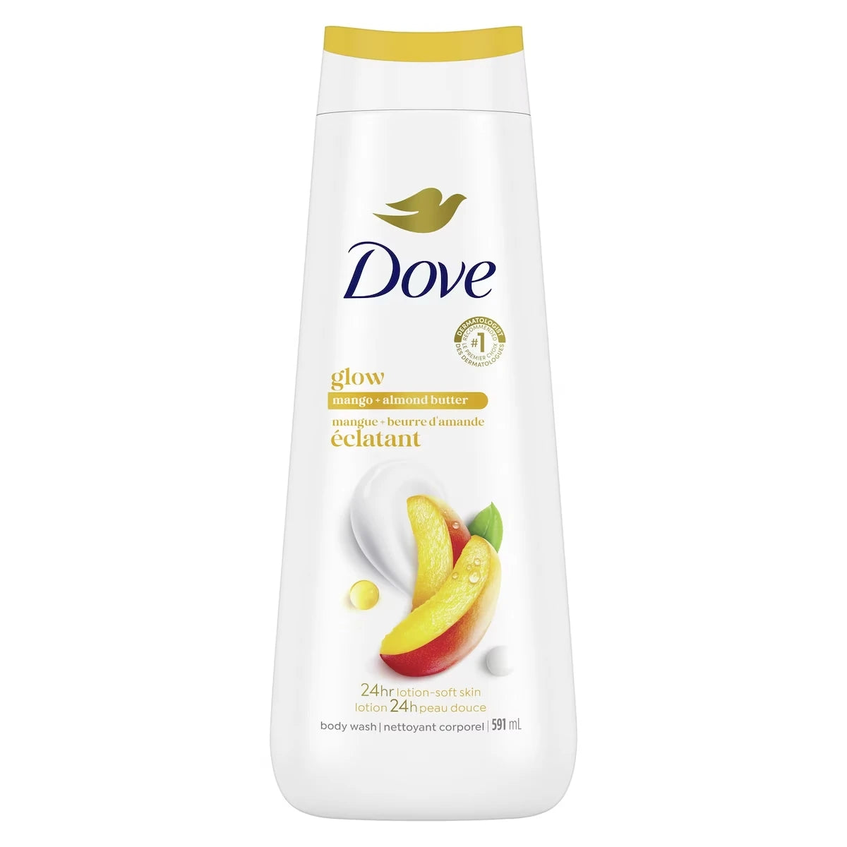 Nettoyant Corporel pour une peau renouvelée d'apparence saine Dove Glowing Beurres de Mangue et d'Amande nourrit la peau