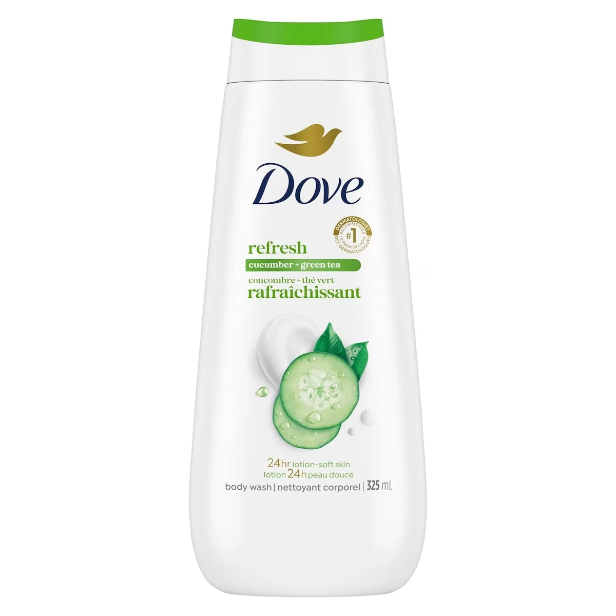 Nettoyant Corporel pour une peau renouvelée d'apparence saine Dove Refreshing Concombre et Thé Vert rafraîchit et hydrate la peau sèche 325 ml