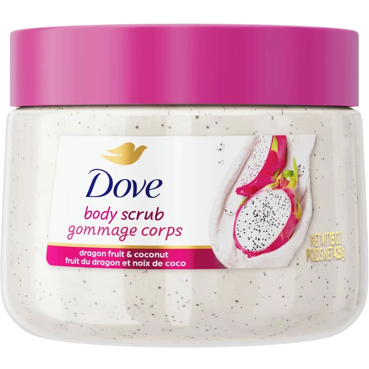 Gommage Corporel Pour une Peau Soyeuse et Lisse Gommage Corporel  aux Fruits du Dragon et à la Crème de Noix de Coco Exfolie et Fournit une Nourriture Durable, 425 g