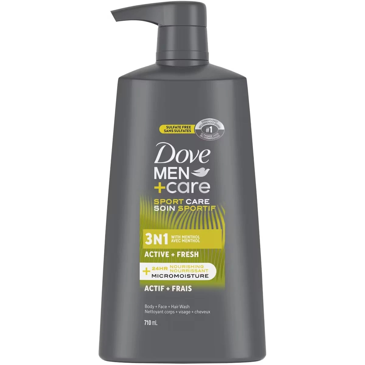 3-en-1 pour le Corps, les Cheveux et le Visage avec Technologie Micromoisture Nourrissante 24 Heures, Gel Douche pour Hommes Men+Care Revitalisant Actif + Fraîcheur   710 ml