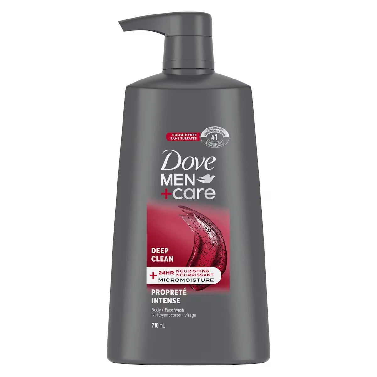 Nettoyant Profond pour le Corps et le Visage avec Technologie Micromoisture Nourrissante 24 Heures, Gel Douche pour Hommes Men+Care Gel Douche Exfoliant  avec Pompe, 710ml