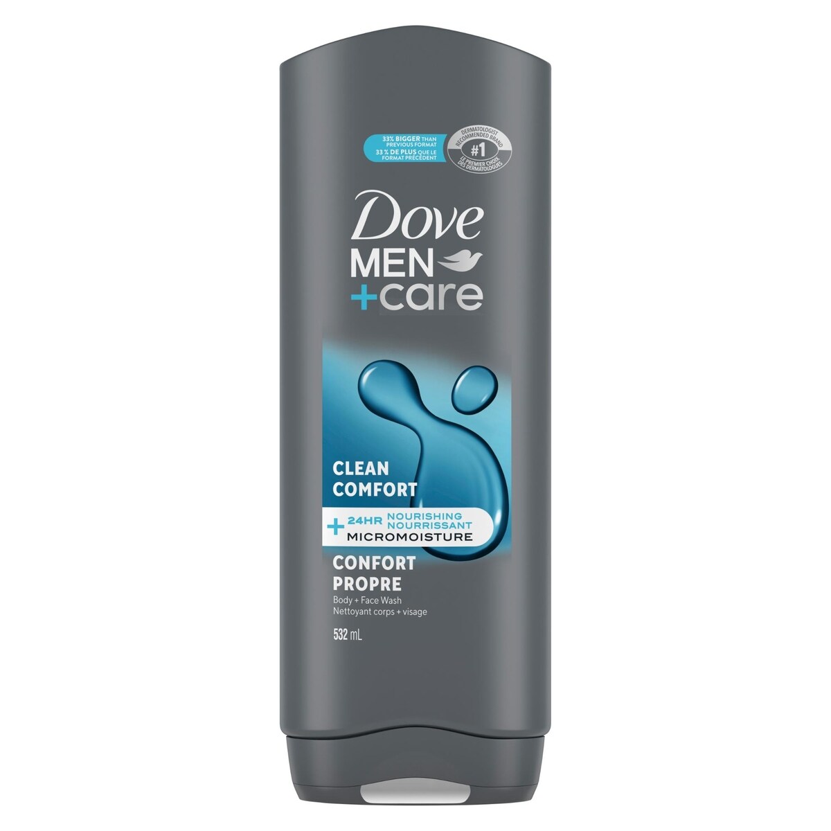Gel Douche et Visage pour Hommes avec Technologie Micromoisture Nourrissante 24 Heures Men+Care Hydratant Confort Propre   532 ml