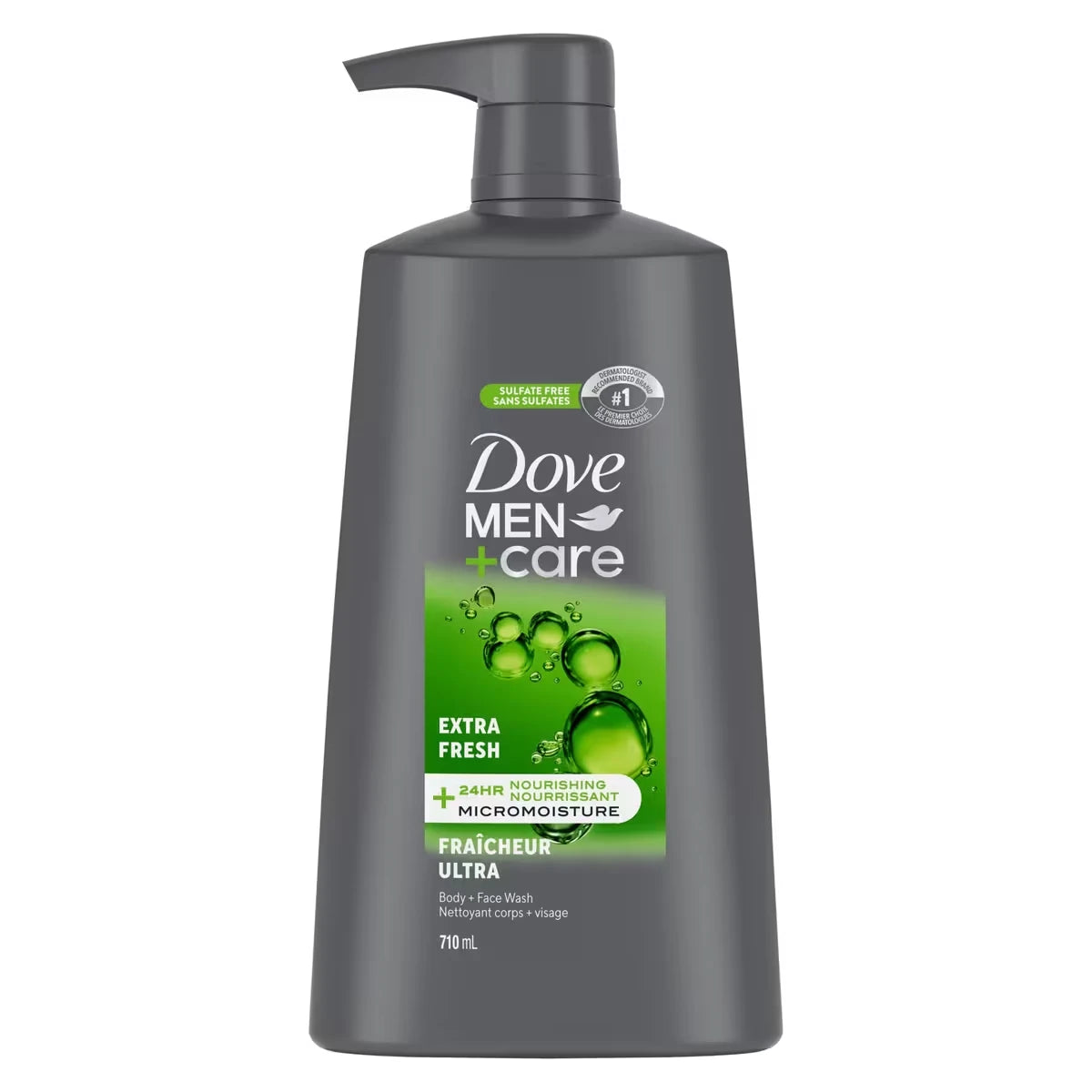 Gel Douche Rafraîchissant pour le Corps et le Visage avec Technologie Nourrissante Micromoisture de 24 Heures pour Hommes DOVE MEN+CARE Extra Fresh  avec Pompe, 710 ml