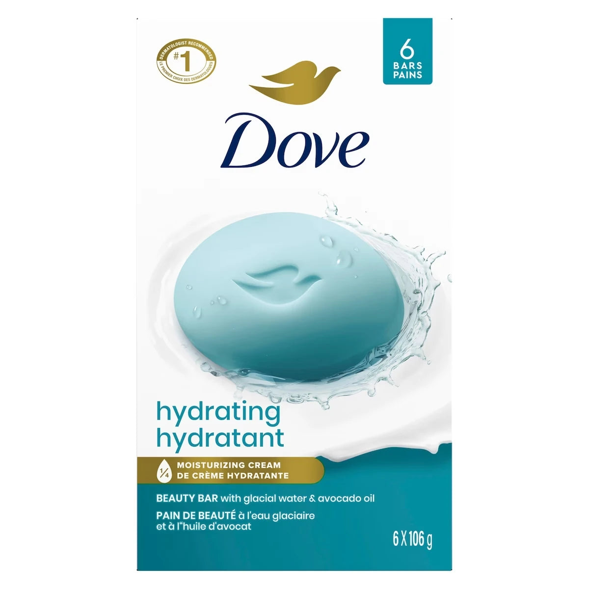 Pain de Beauté Hydratant à l’Eau Glaciale et à l’Huile d’Avocat, 636 g (Lot de 6)