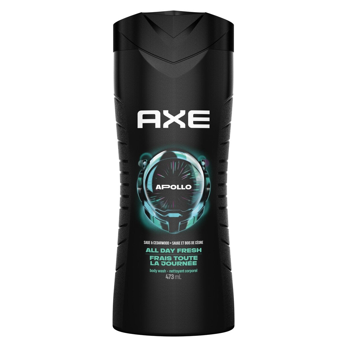 Nettoyant corporel pour une fraîcheur longue durée AXE  Apollo gel douche hydratant parfum Sauge et Bois de Cèdre avec hydratants à base de plantes