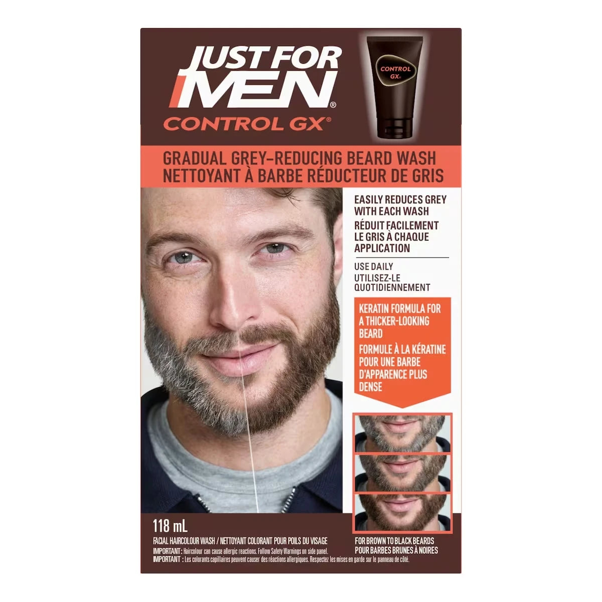 Nettoyant à barbe réducteur de gris Control GX, Colore graduellement la moustache et la barbe