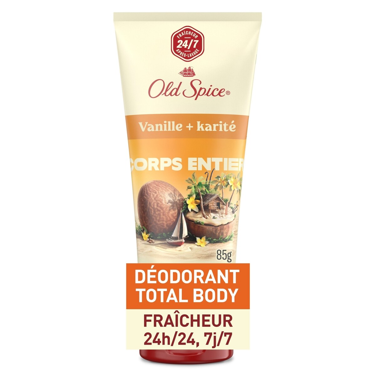 Désodorisant pour l’ensemble du corps sans aluminium en crème, vanille et karité, fraîcheur 24/7, des aisselles aux orteils et sous la ceinture // Désodorisant pour l’ensemble du corps testé sous contrôle dermatologique, 85&nbsp;g (3,0&nbsp;oz)