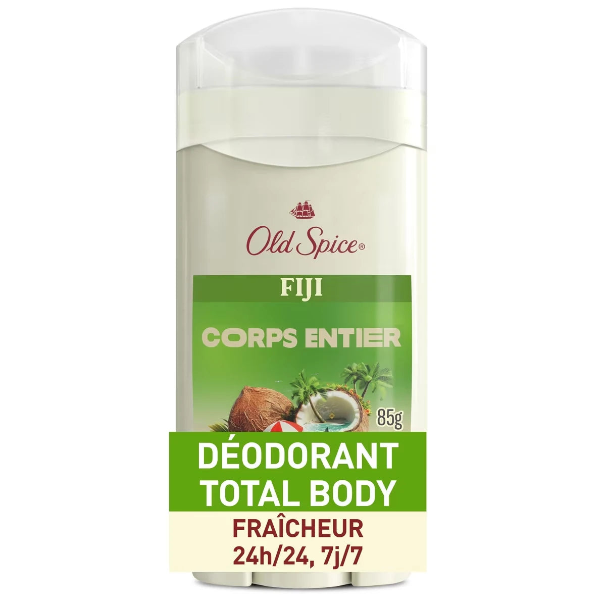Désodorisant en bâton pour tout le corps sans aluminium, désodorisant Corps entier, parfum Fiji, fraîcheur 24heures sur 24, 7jours sur 7 des aisselles aux orteils et tout ce qu’il y a entre // Testé sous contrôle dermatologique, 85g