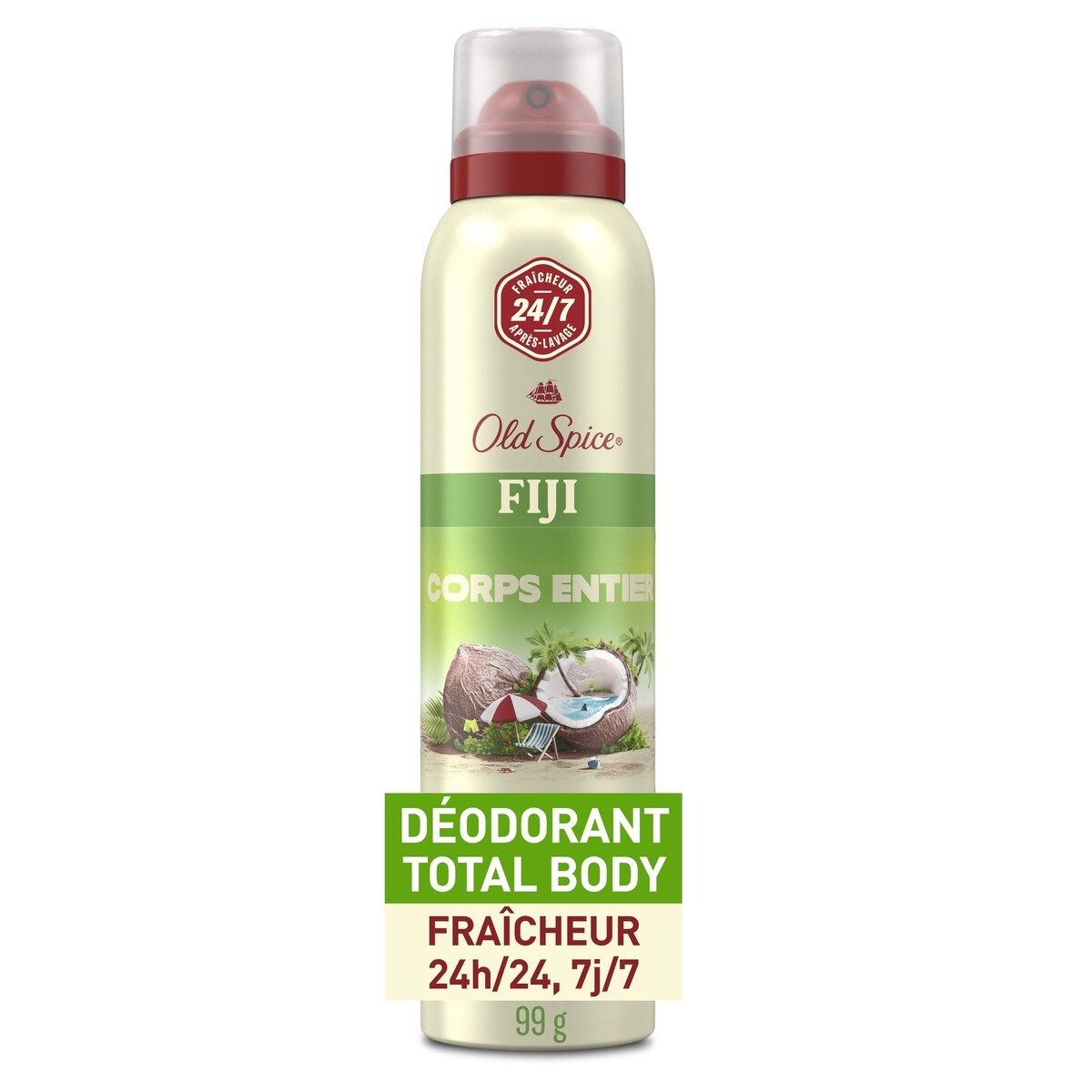 Désodorisant pour tout le corps pour hommes, désodorisant Corps entier, Fidji, vaporisateur sans aluminium pour une fraîcheur24heures sur24, 7jours sur7