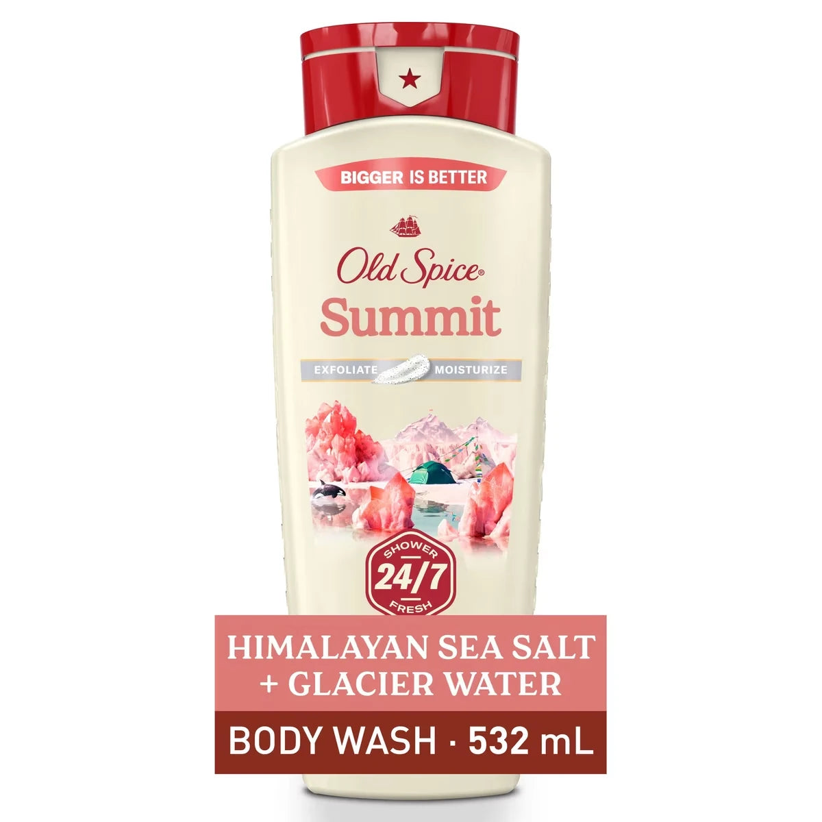 Nettoyant pour le corps pour hommes, parfum Summit, fraîcheur après-lavage 24heures sur 24, 7jours sur 7, exfoliation+hydratation, 532mL (18oz liq.)