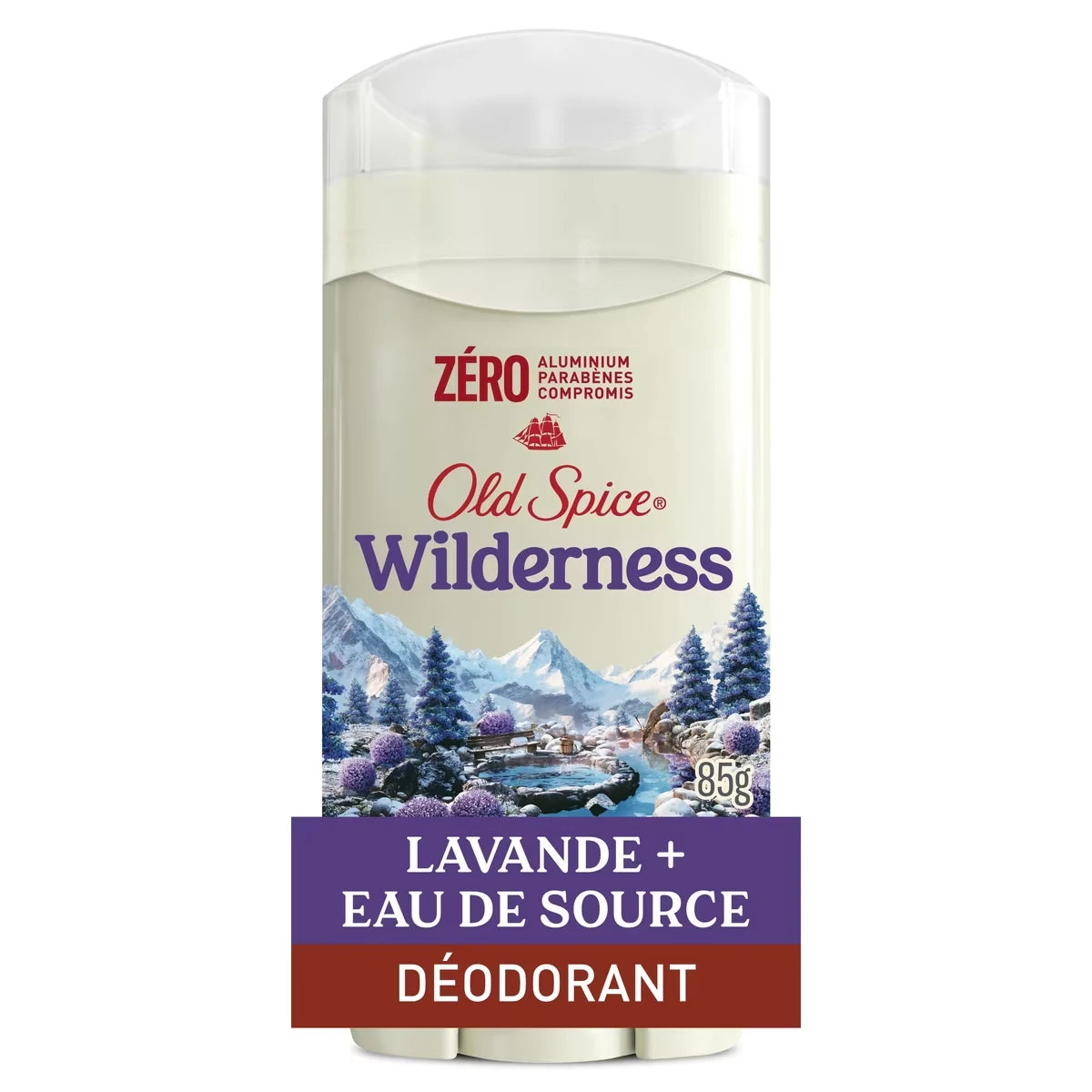 Désodorisant pour hommes au parfum Wilderness, fraîcheur longue durée 24heures sur 24, 7jours sur 7, sans aluminium, 85g