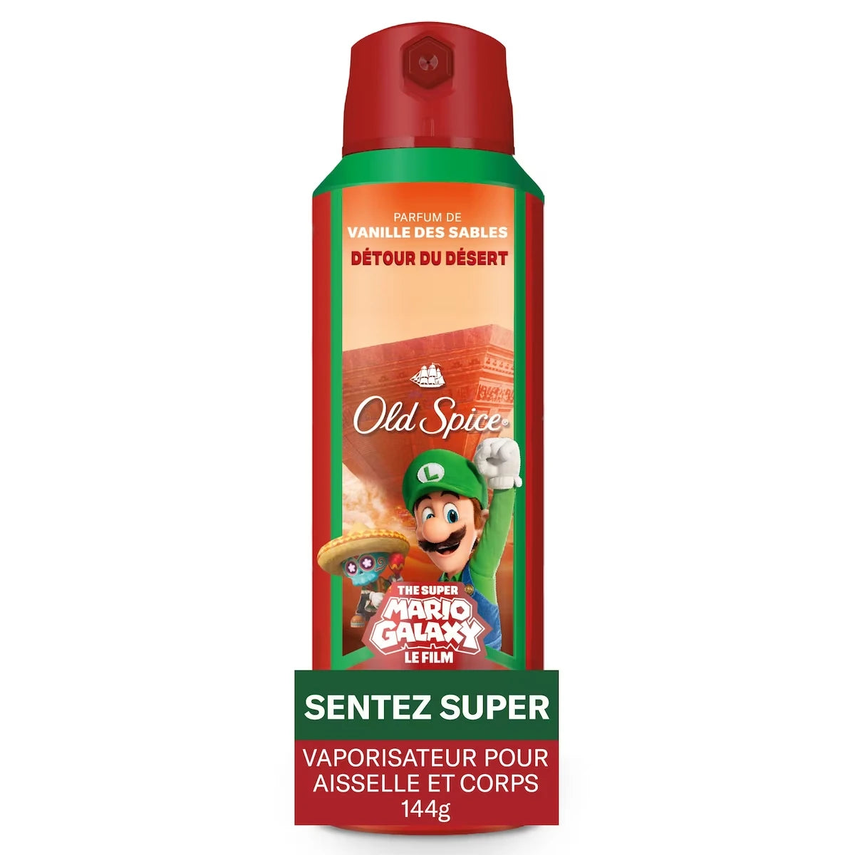 Désodorisant en vaporisateur pour le corps sans aluminium pour hommes, Détour du désert, parfum de vanille des sables, x The Super Mario Galaxy Movie, contrôle des odeurs 24