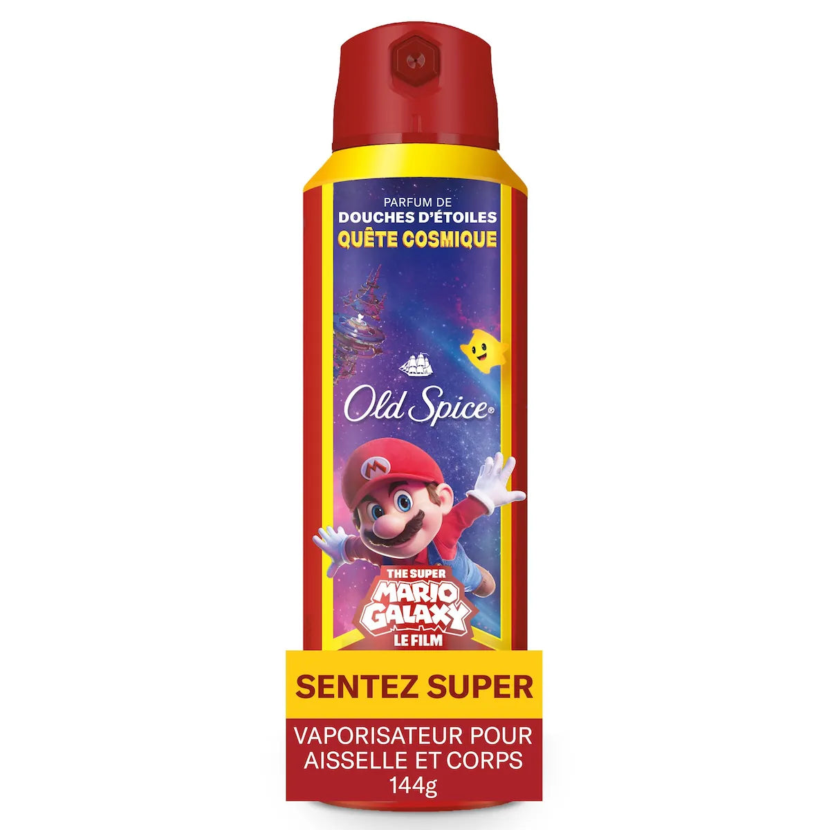 Désodorisant en vaporisateur pour le corps sans aluminium en vaporisateur pour hommes, Quête cosmique, Parfum d’étoiles sous la douche, x The Super Mario Galaxy Movie, contrôle des odeurs 24