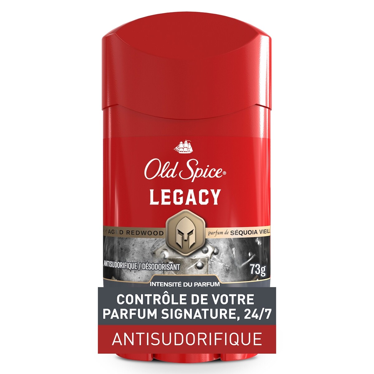 Antisudorifique et désodorisant invisible en bâton Collection rouge pour hommes, parfum Legacy, protection contre les odeurs pendant 48&nbsp;heures, invisible à l’application, fraîcheur longue durée, 73&nbsp;g