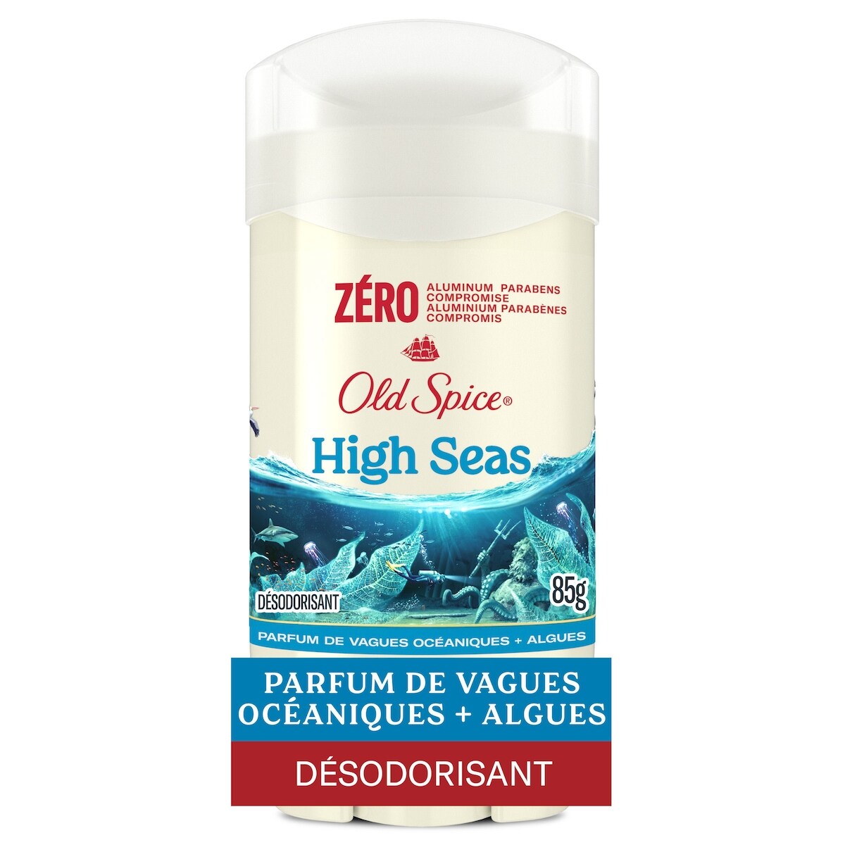 Antisudorifique et désodorisant pour hommes, High Seas, parfum de vagues océaniques et algues, fraîcheur durable 24