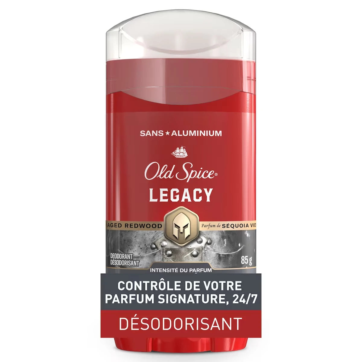Désodorisant Collection rouge pour hommes, parfum Legacy, protection contre les odeurs pendant 24&nbsp;heures, parfum rafraîchissant, fraîcheur longue durée, 85&nbsp;g