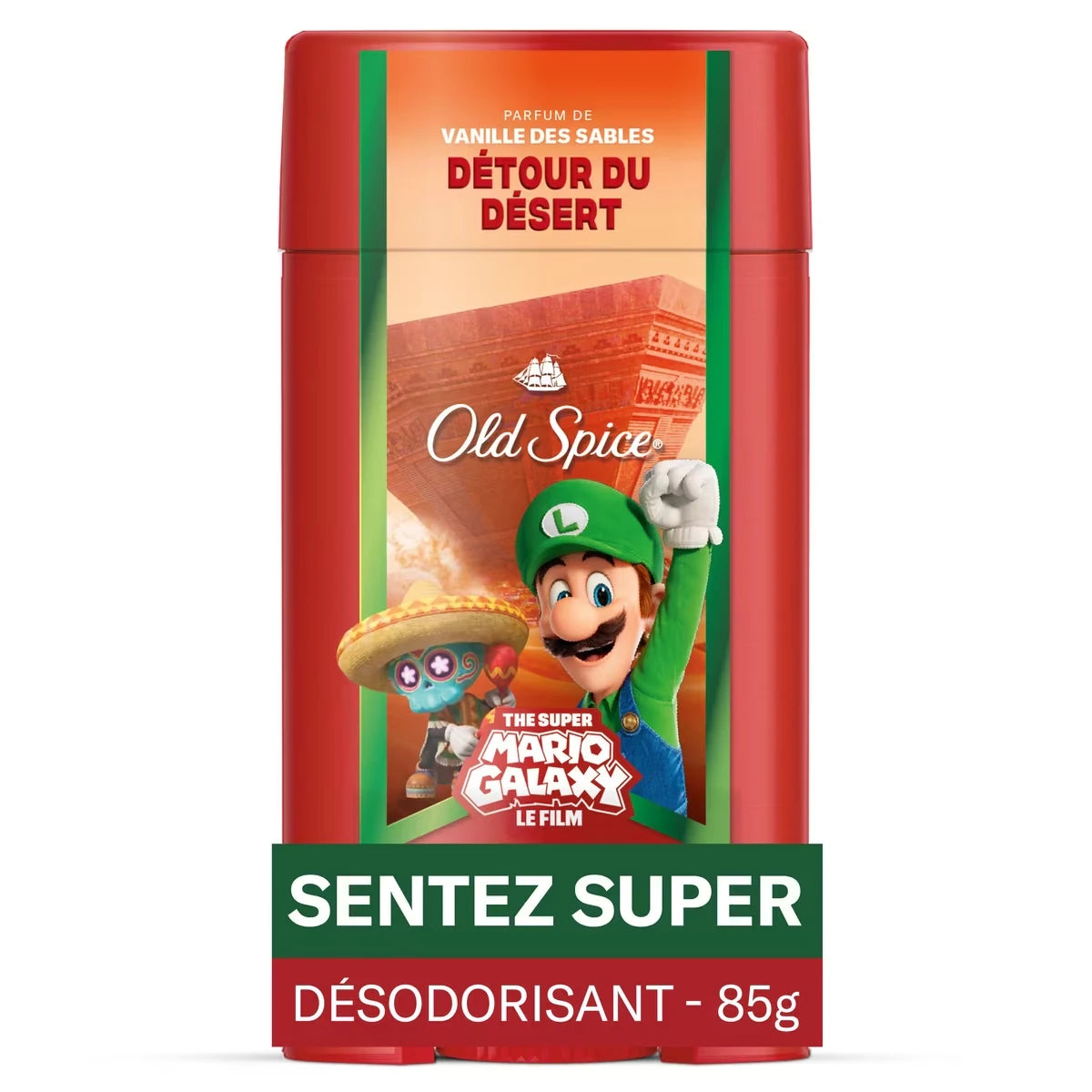 Désodorisant sans aluminium pour hommes, Détour du désert, parfum de vanille des sables, x The Super Mario Galaxy Movie, fraîcheur durable 24