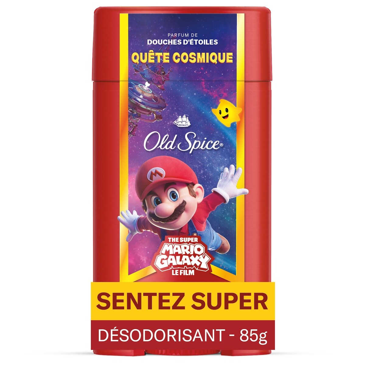 Désodorisant sans aluminium pour hommes, Quête cosmique, parfum de douche d’étoiles, x The Super Mario Galaxy Movie, 24/7 fraîcheur durable
