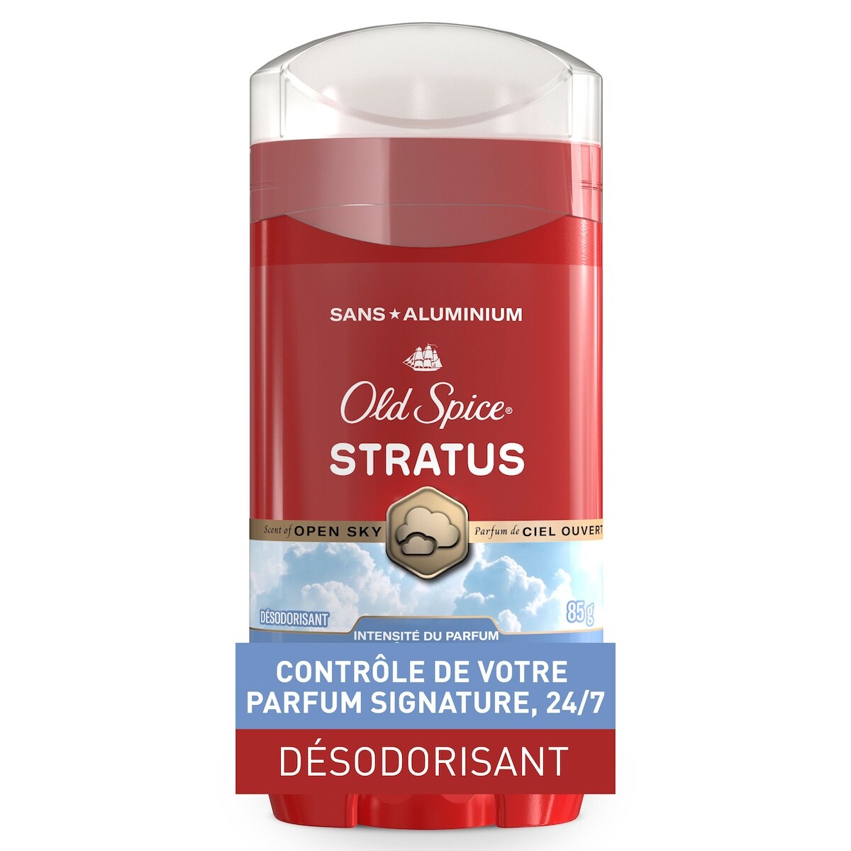 Désodorisant Collection rouge pour hommes, parfum Stratus, protection contre les odeurs pendant 24&nbsp;heures, parfum rafraîchissant, fraîcheur longue durée, 85&nbsp;g