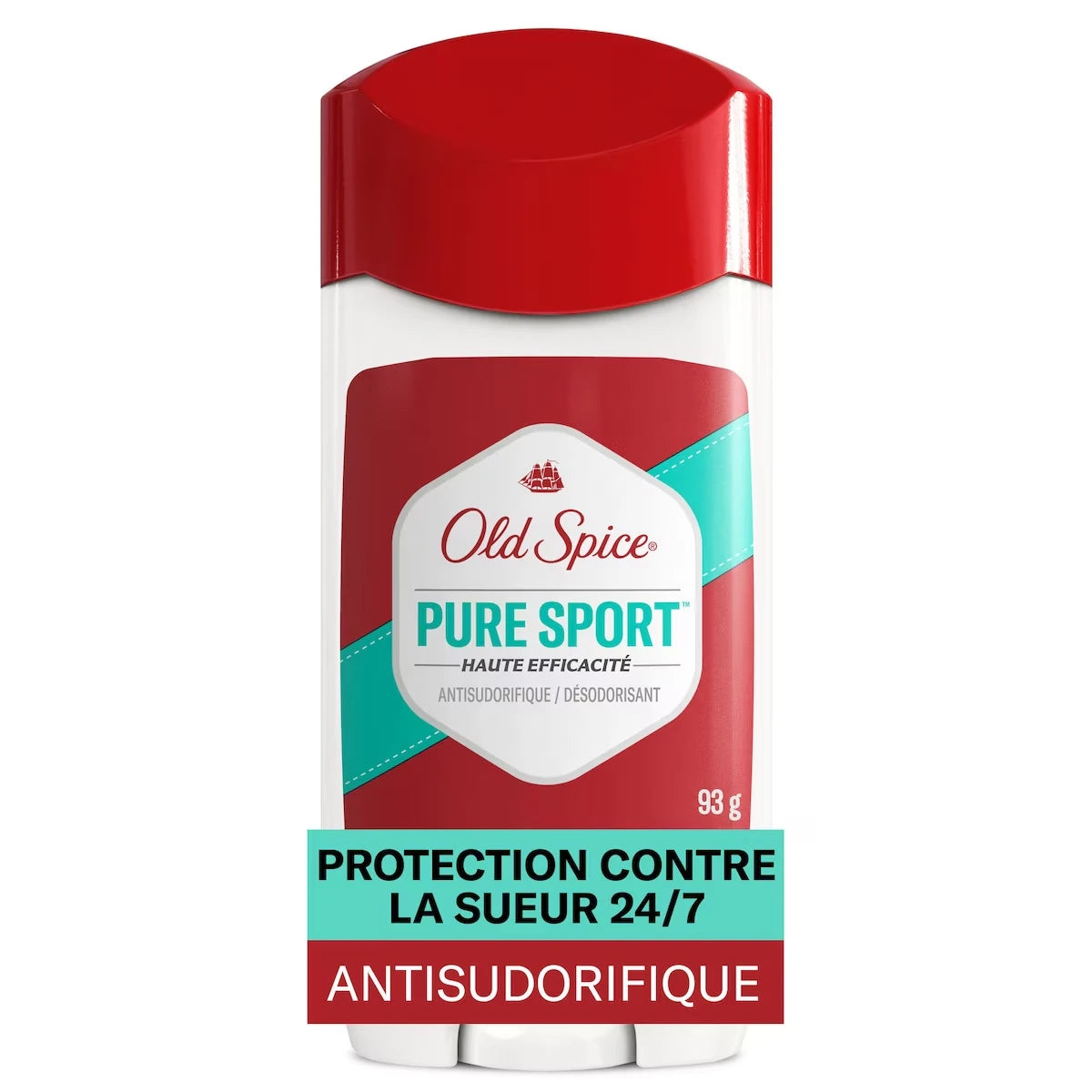 Antisudorifique et désodorisant Old&nbsp;Spice Haute efficacité pour hommes, parfum Pure&nbsp;Sport, 93&nbsp;g