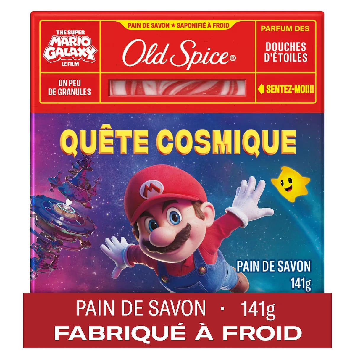 Pain De Savon Saponifi� à Froid Pour Hommes, Qu�te Cosmique, Parfum De Douches D’éToiles, X The Super Mario Galaxy Movie, Un Peu De Granules, 141 G