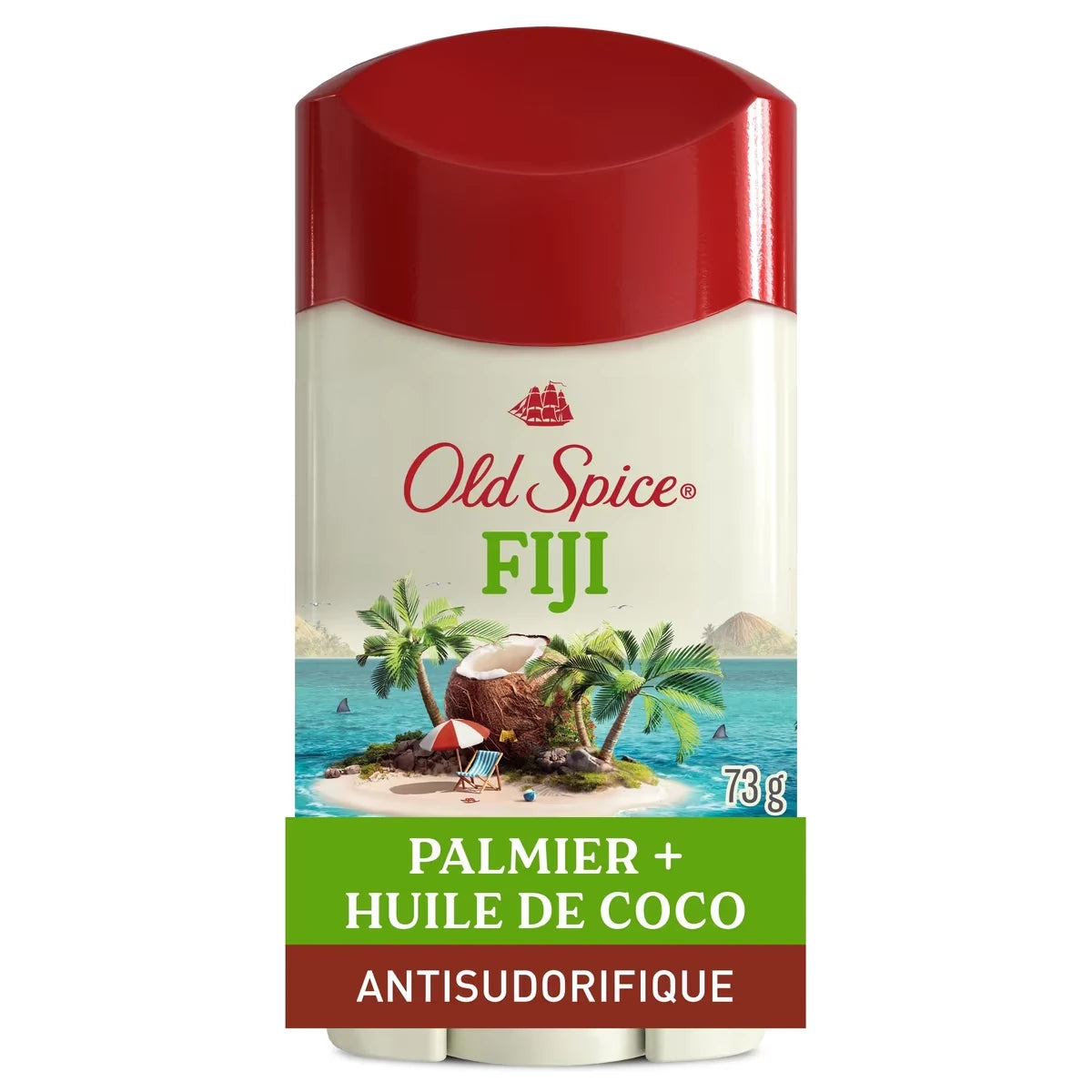 Antisudorifique et désodorisant invisible en bâton pour hommes Fiji avec parfum de palmier inspiré de la nature, 73 g