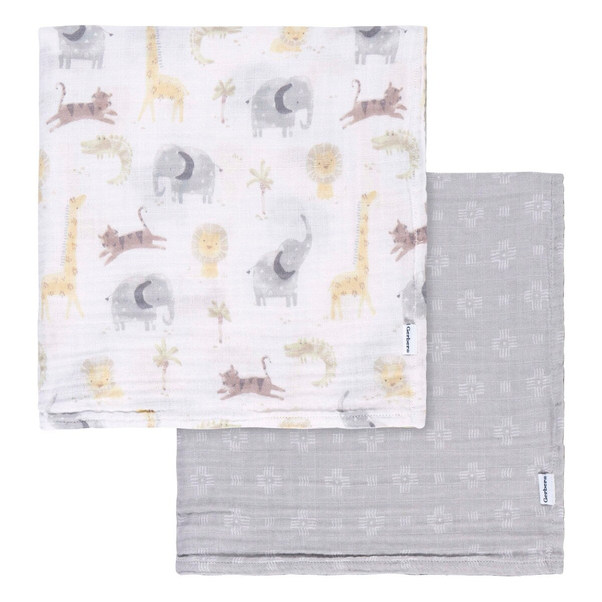 Couvertures Bébé En Mousseline Animaux + Géométrie (Lot De 2)