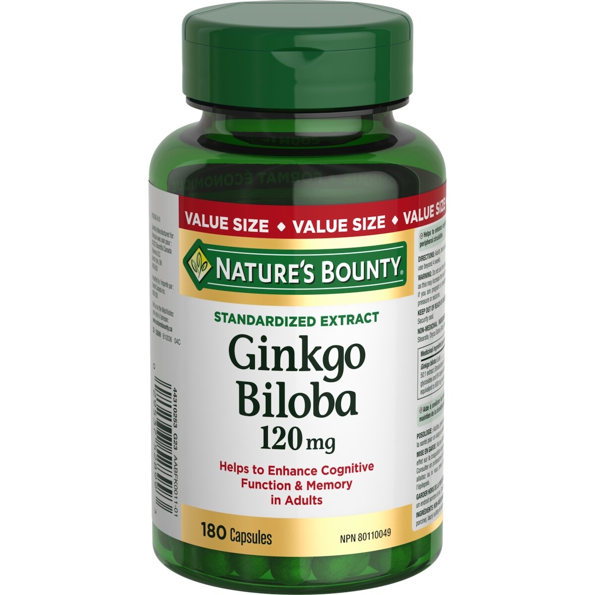 Gingko biloba, 120 mg, format économique, 180 capsules