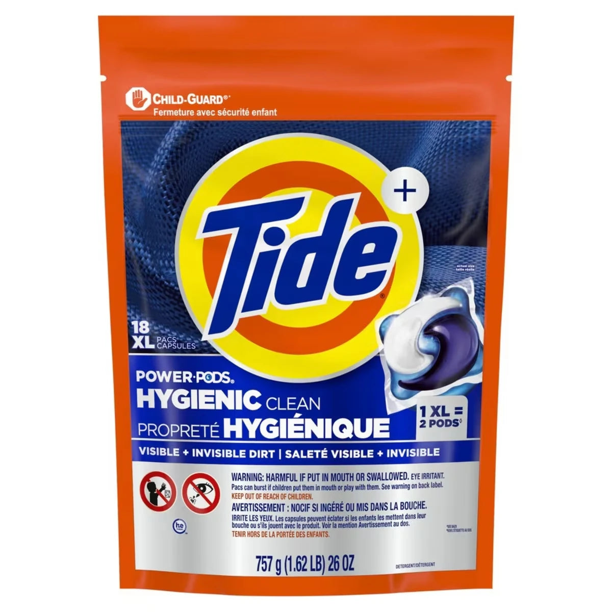 Capsules de détergent à lessive Propreté hygiénique Power PODS
