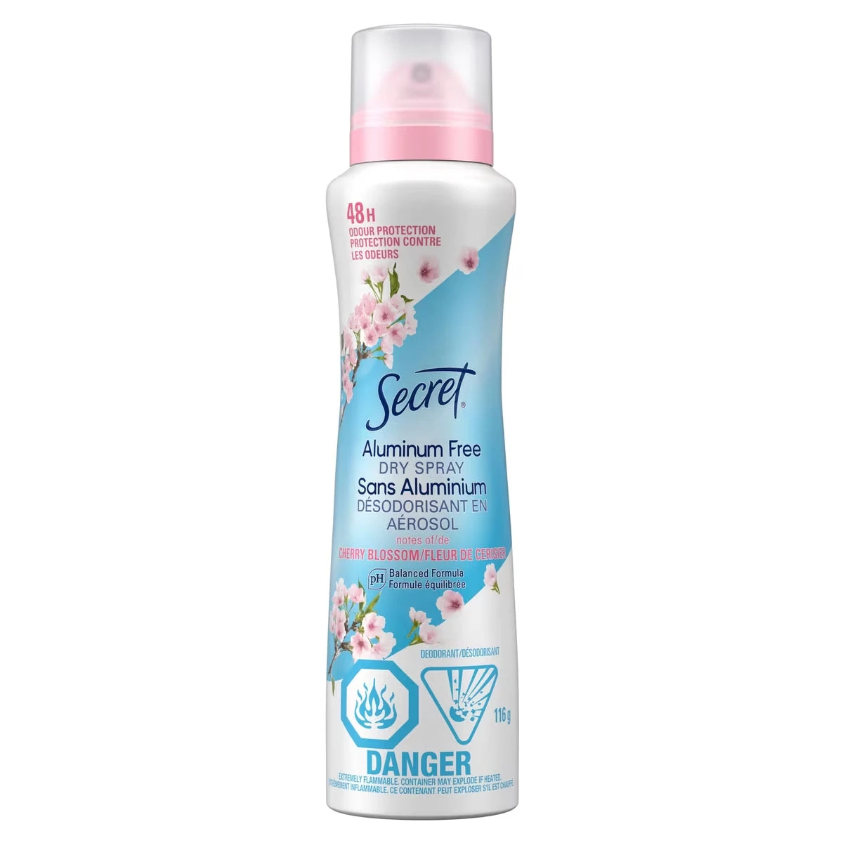 Désodorisant sans aluminium Secret en aérosol pour femmes, Fleur de cerisier