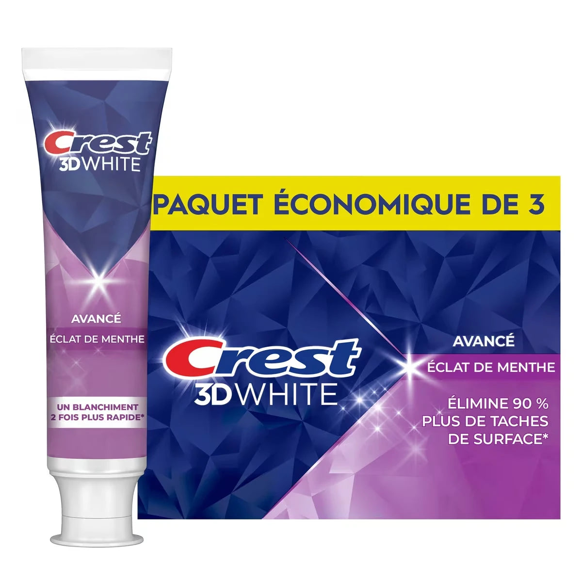 Dentifrice blanchissant 3D White Avancé Éclat de menthe, 70 mL, paquet de 3