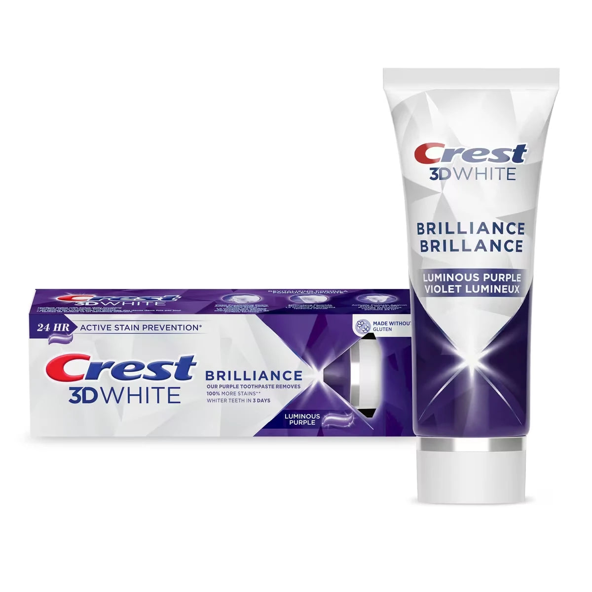 Dentifrice violet blanchissant Crest 3D White Brillance, Menthe lumineuse