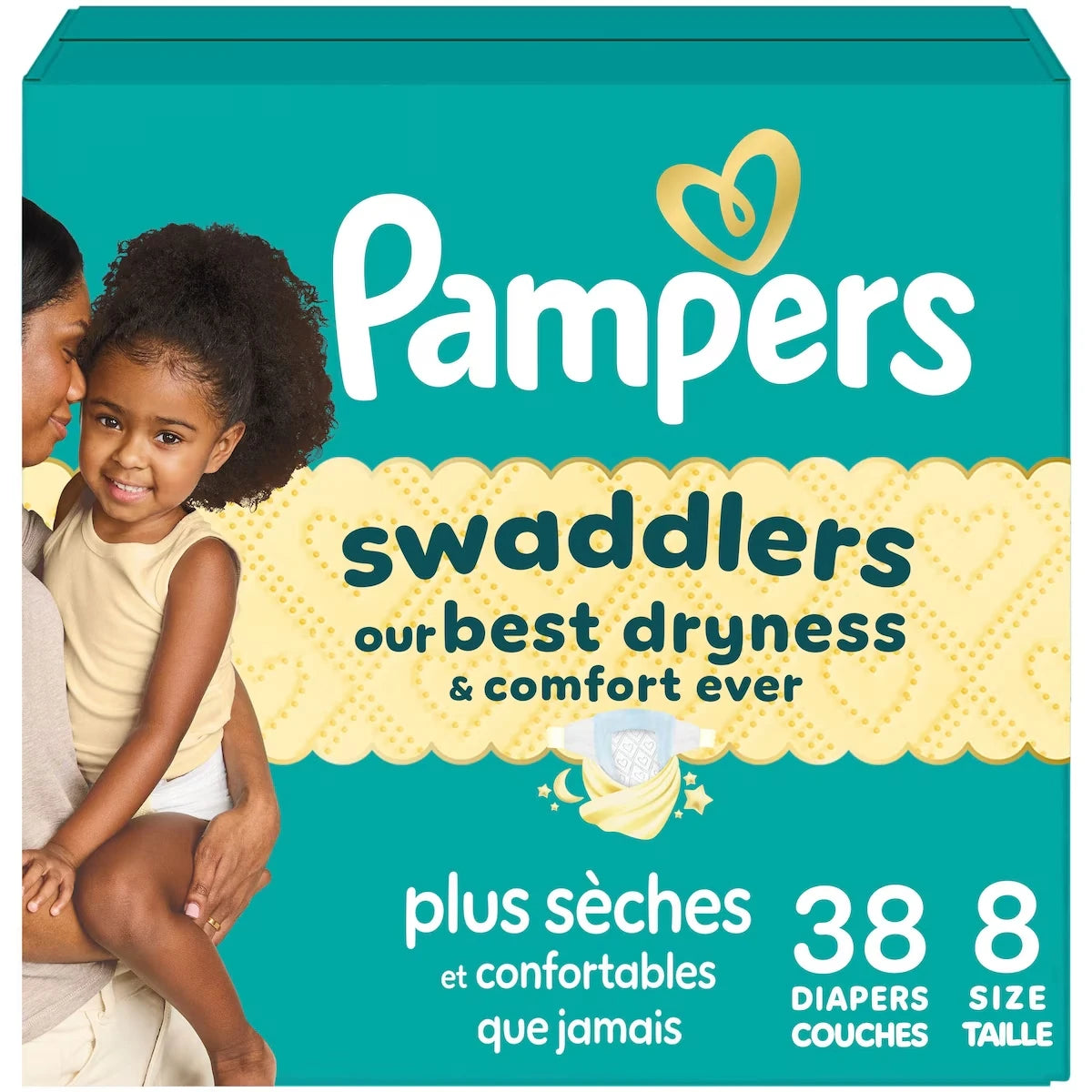 Couches Swaddlers, couches jetables pour bébés ultra absorbantes, taille 8 (20,9 kg et plus [46 lb et plus]), 38 couches