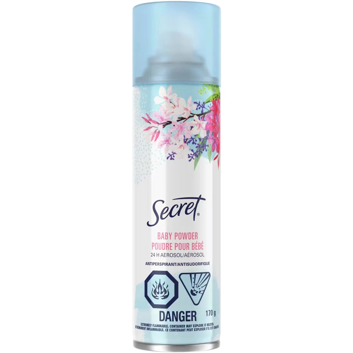 Antisudorifique et désodorisant en aérosol Secret, parfum Fraîcheur de poudre