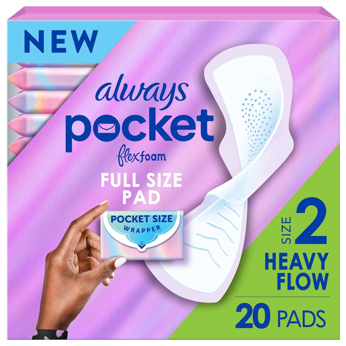 Serviettes Pocket, flux abondant, avec ailes, avec FlexFoam, taille2, non parfumées