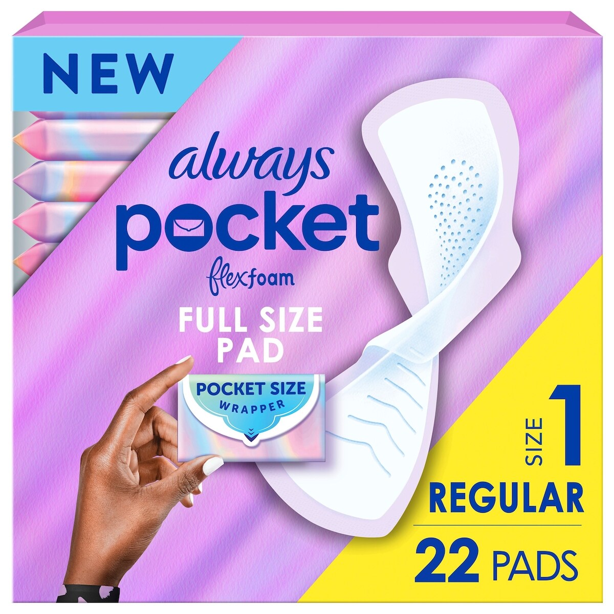 Serviettes Pocket, régulières, avec ailes, avec FlexFoam, taille1, non parfumées