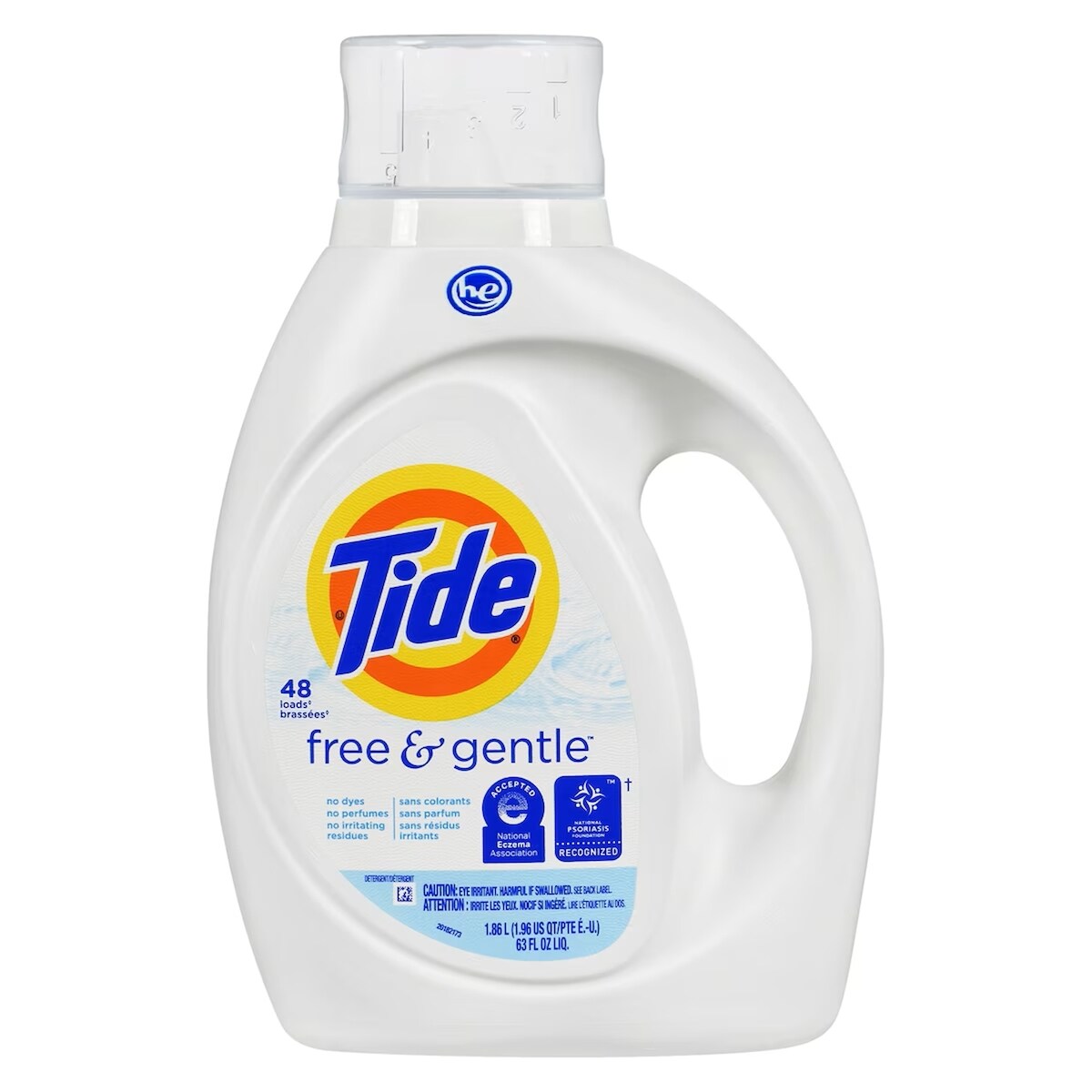 Détergent à lessive liquide Free & Gentle High Efficiency, 48 brassées, 1,8 L (63 oz liq.)